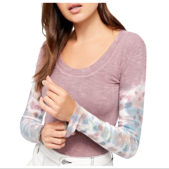 FREE PEOPLE BOHO TOP LONG SLEEVES RIB KNIT TEE A2C - Picture 9 of 16